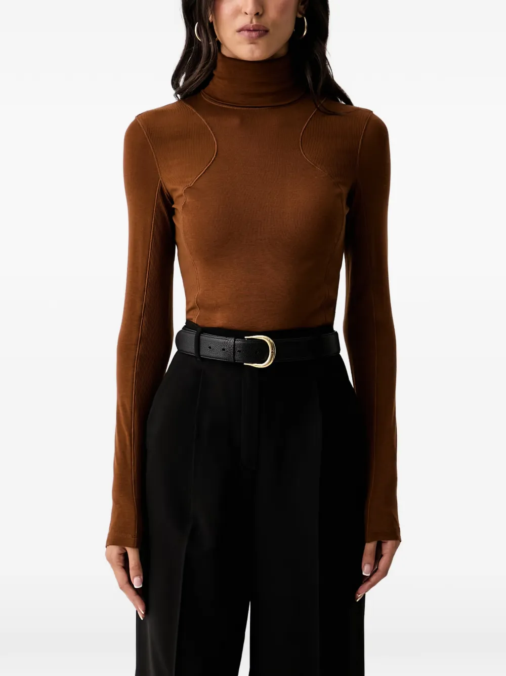 Elisabetta Franchi panelled long-sleeve top Bruin