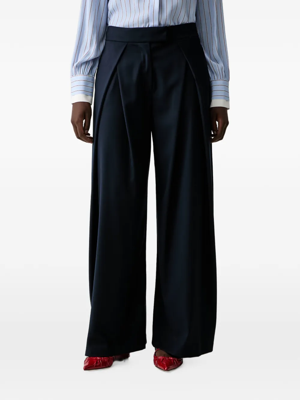 ERMANNO FIRENZE pleated wide-leg trousers Blauw