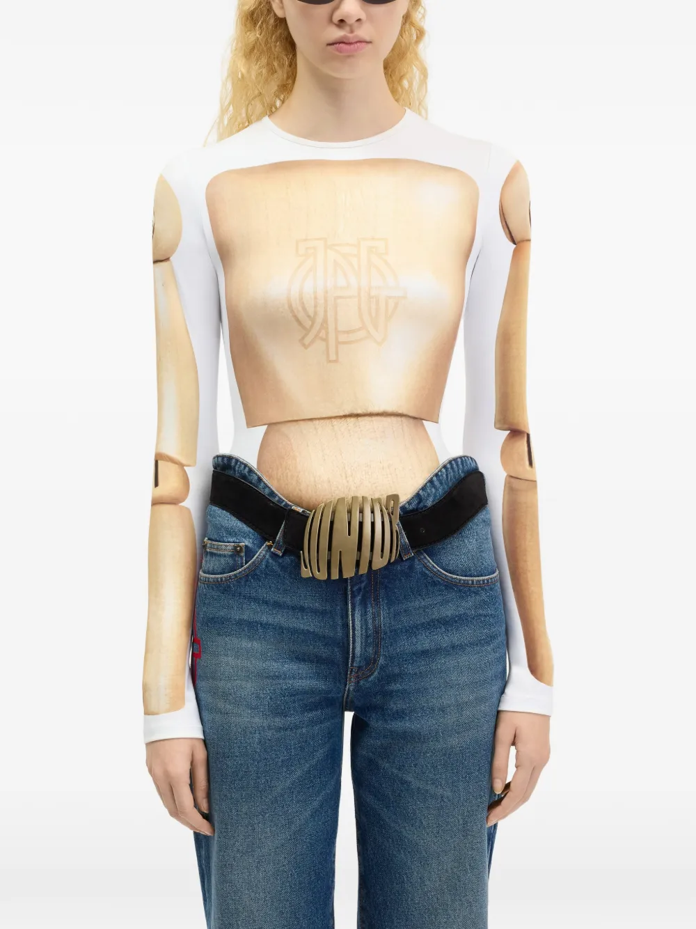Jean Paul Gaultier Le top T-shirt met houten body Wit