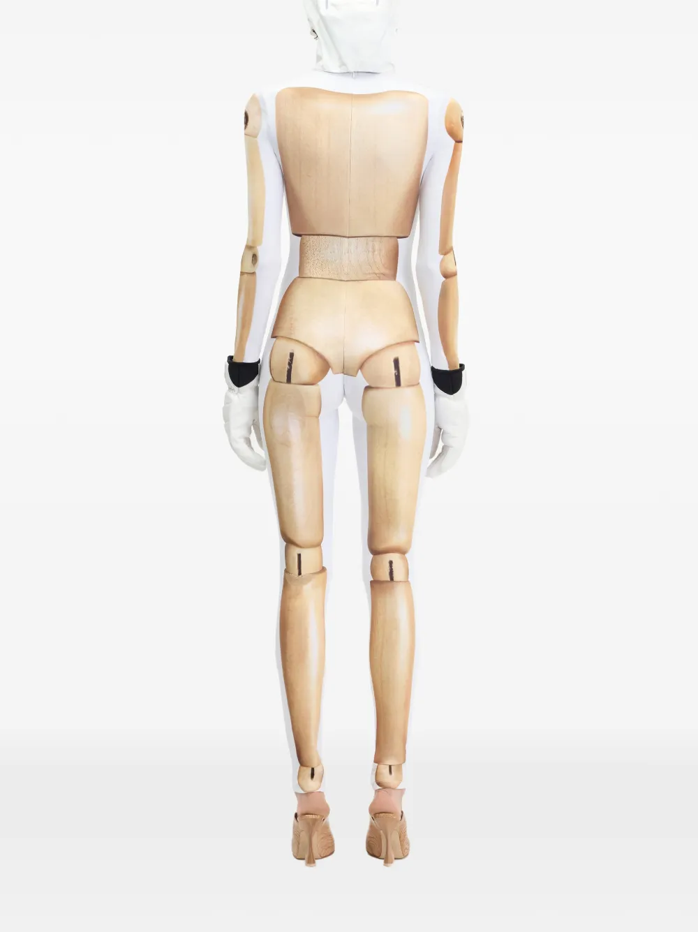 Jean Paul Gaultier Jumpsuit met houten body-print Beige