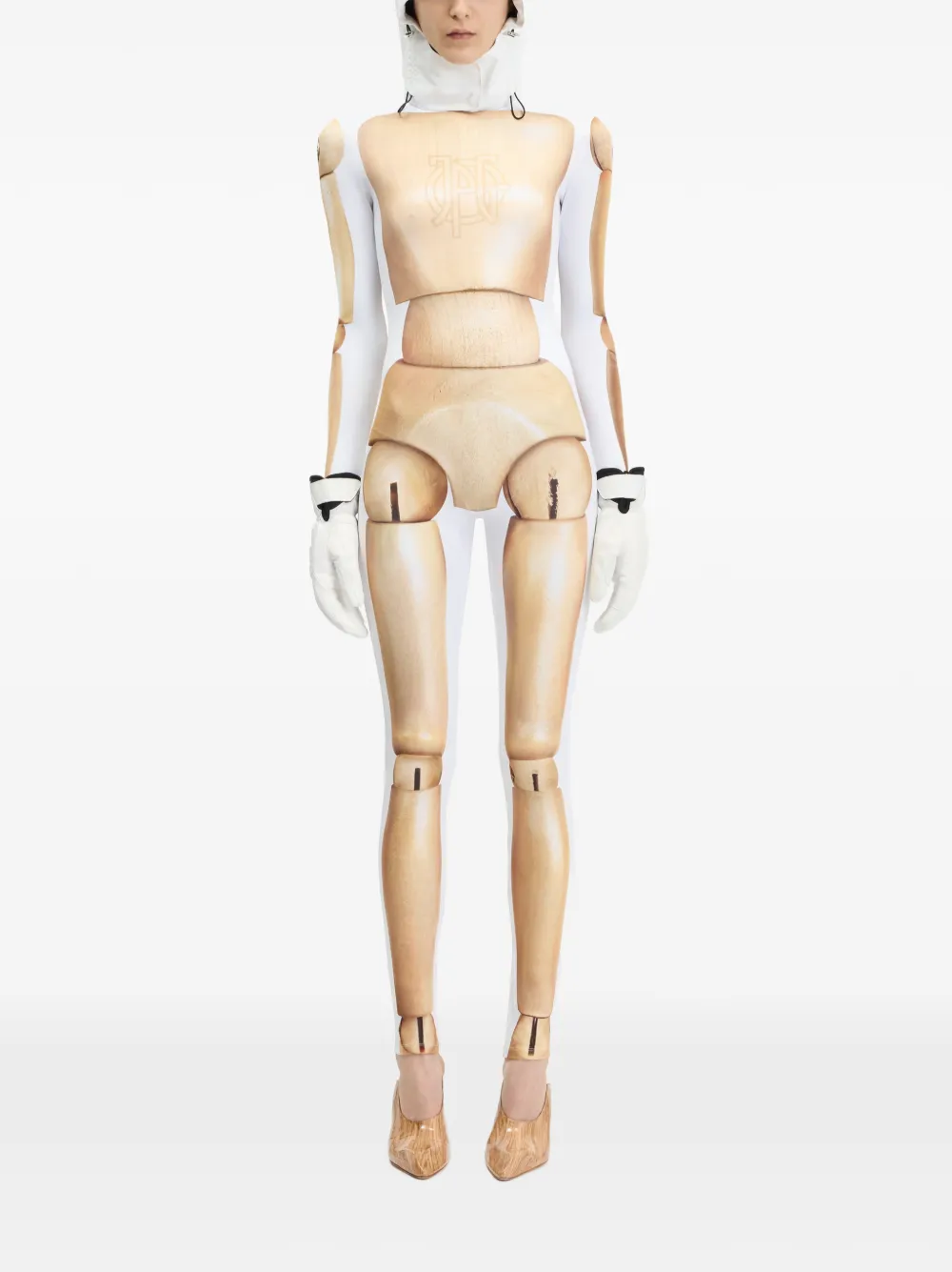 Jean Paul Gaultier Jumpsuit met houten body-print Beige