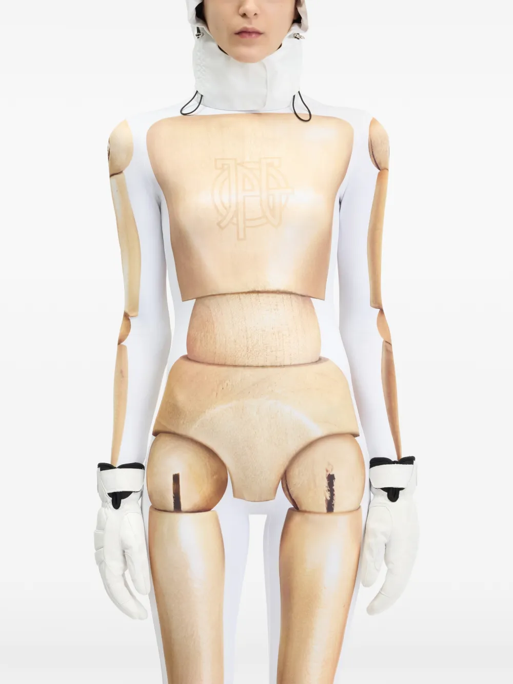 Jean Paul Gaultier Jumpsuit met houten body-print Beige
