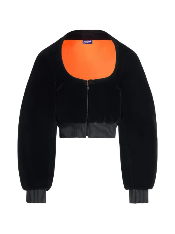 Jean Paul Gaultier Boxy-fit Cropped Bomber Jacket in Black