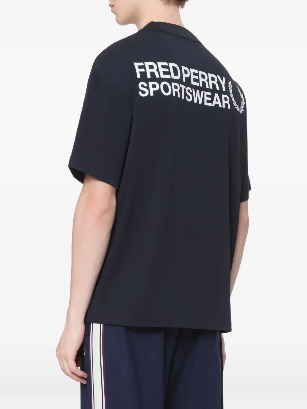 Fred Perry logo-print T-shirt Blauw