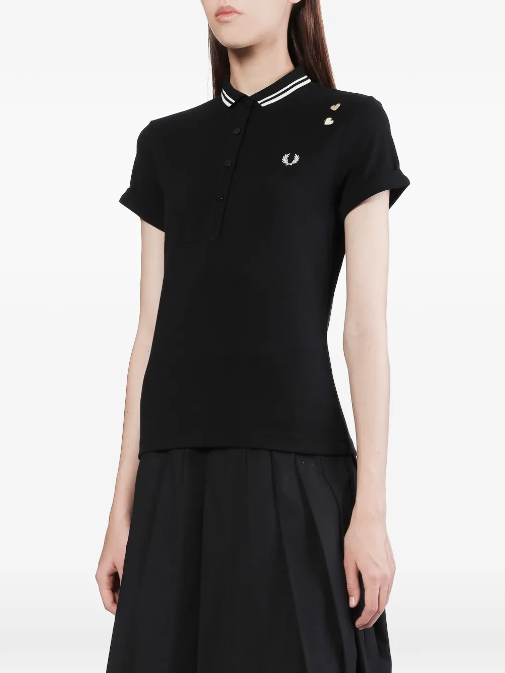 Fred Perry Poloshirt met hartpatroon en puntige neus Zwart