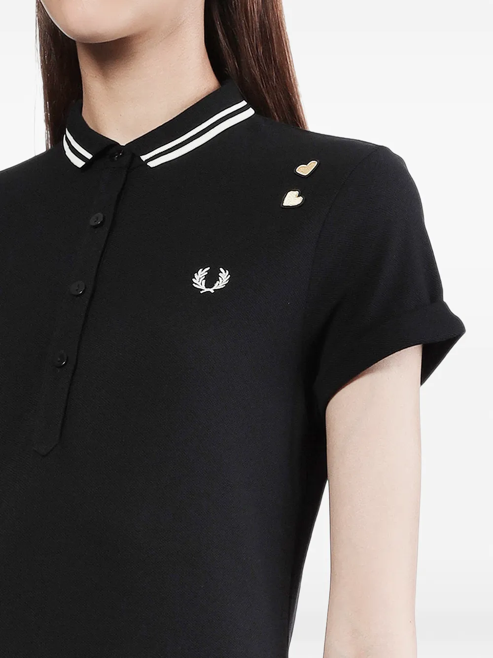 Fred Perry Poloshirt met hartpatroon en puntige neus Zwart