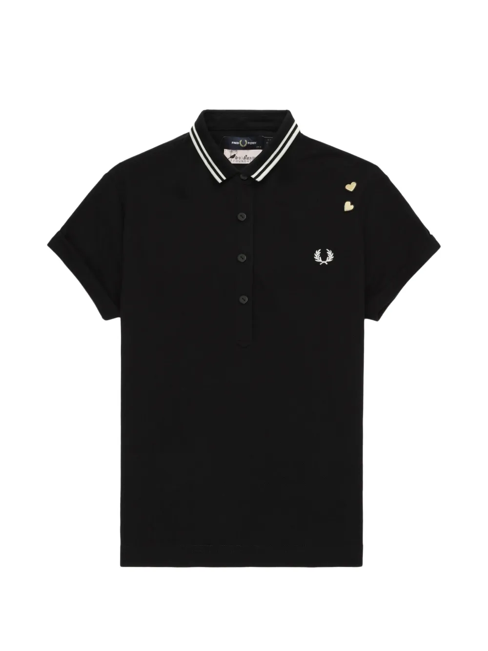 Fred Perry Tipped Heart-motif Polo Shirt In Black