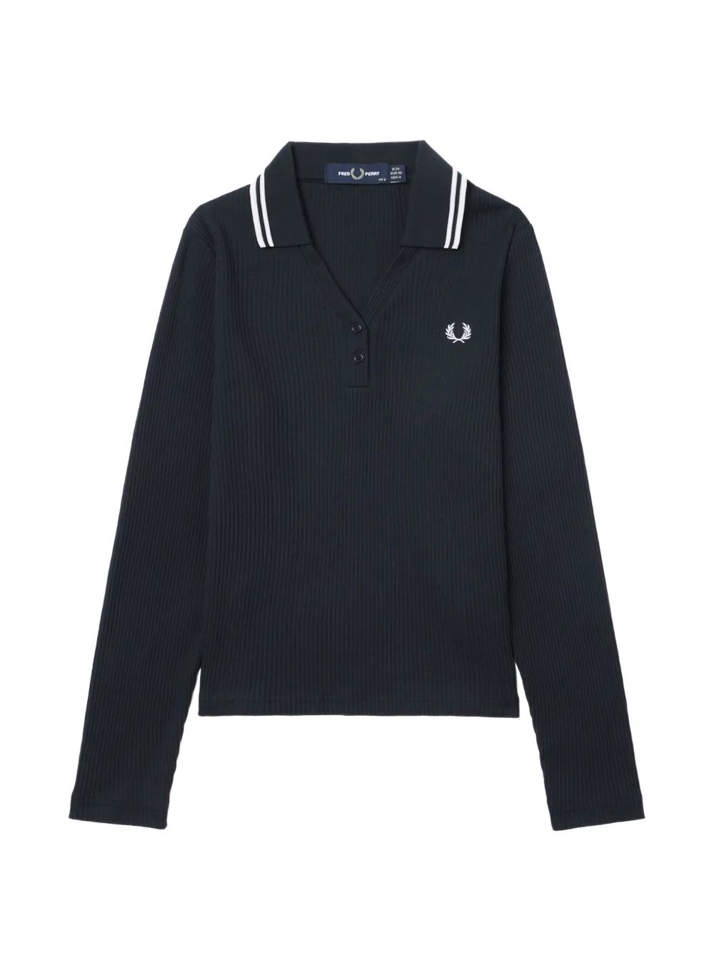 Fred Perry Ribbed-knit Long-sleeve Sweater In Black