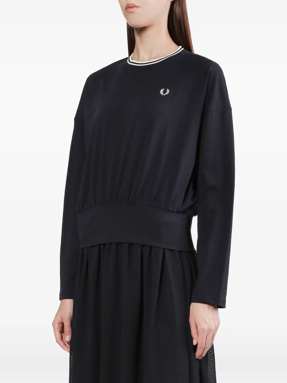 Fred Perry Laurel Wreath gesmockt T-shirt Blauw
