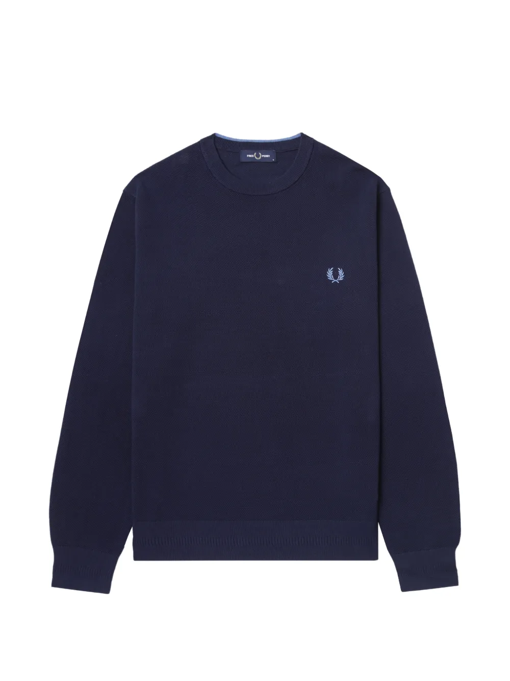 Fred Perry Piqué logo-embroidered waffle-knit sweater Blauw