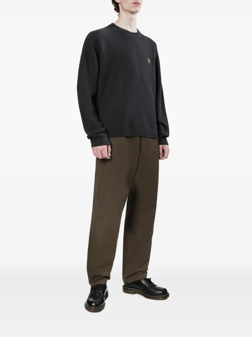 Fred Perry Trui met wafelpatroon Grijs