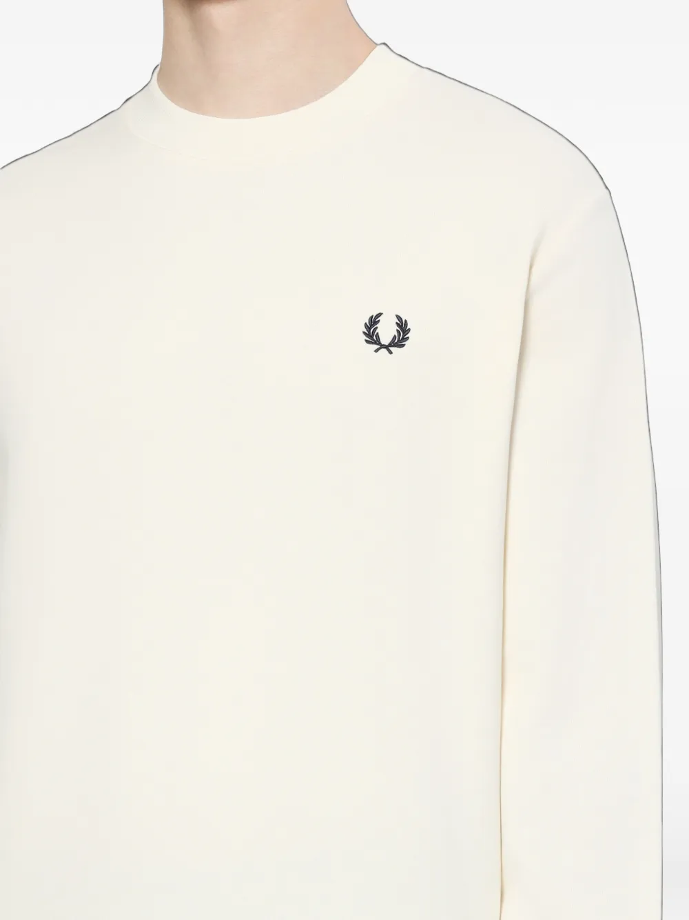 Fred Perry logo-embroidered crew-neck sweatshirt Wit
