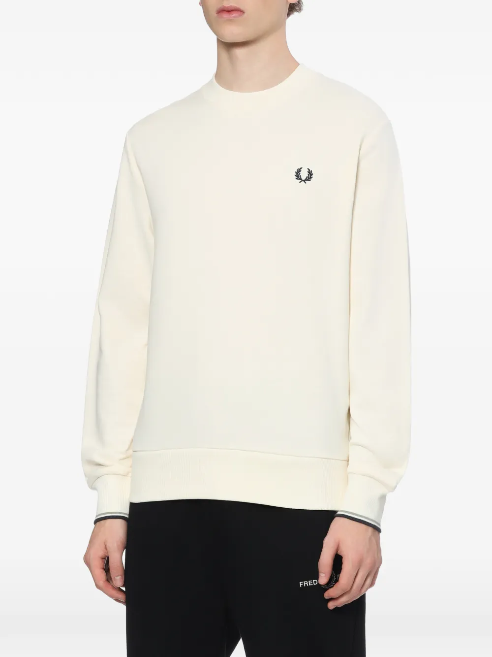 Fred Perry logo-embroidered crew-neck sweatshirt Wit