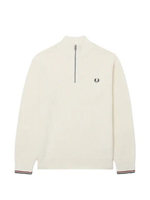 Fred Perry waffle-knit quarter-zip sweater