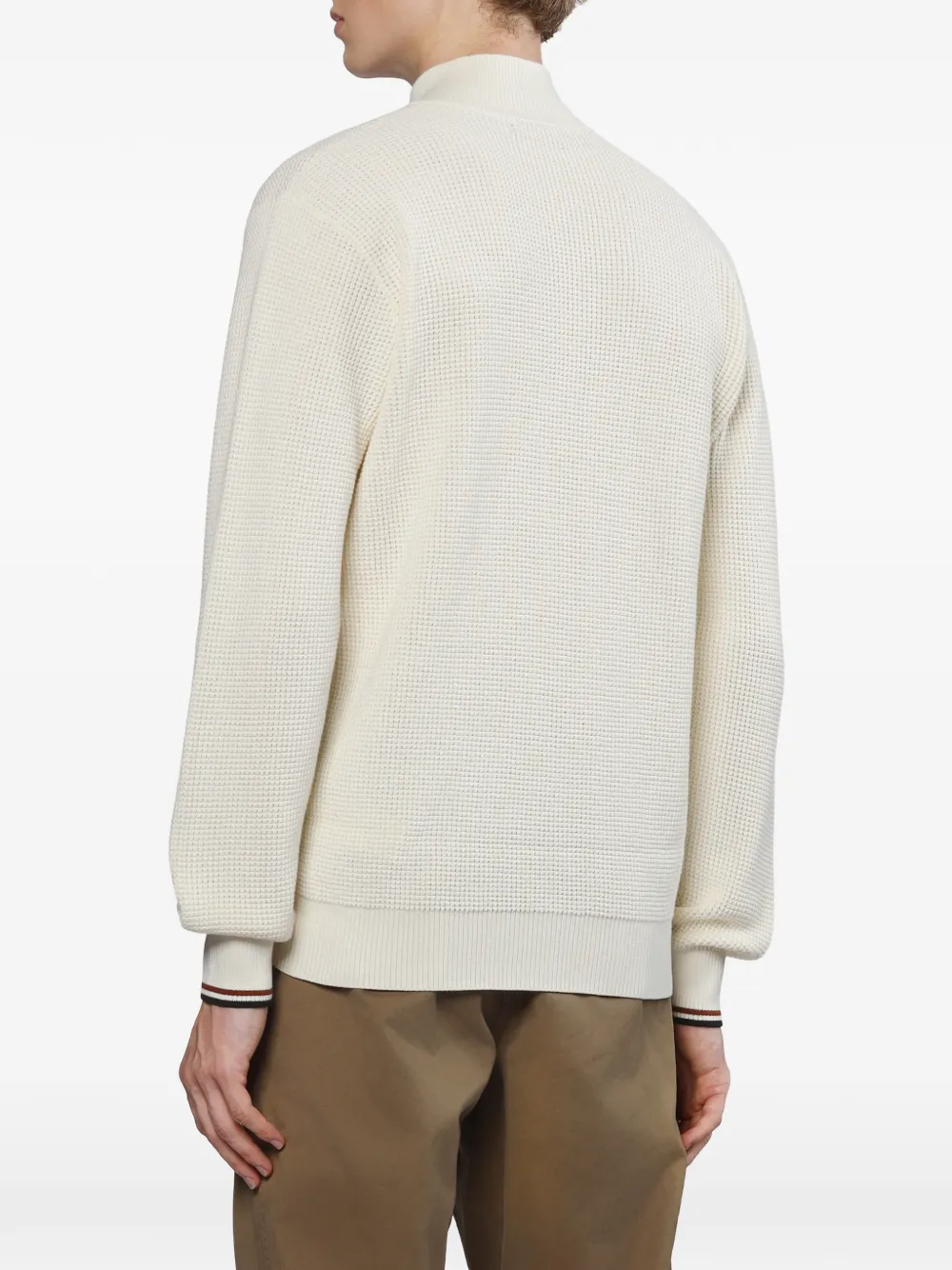 Fred Perry Wafelgebreide trui met kwart rits Wit
