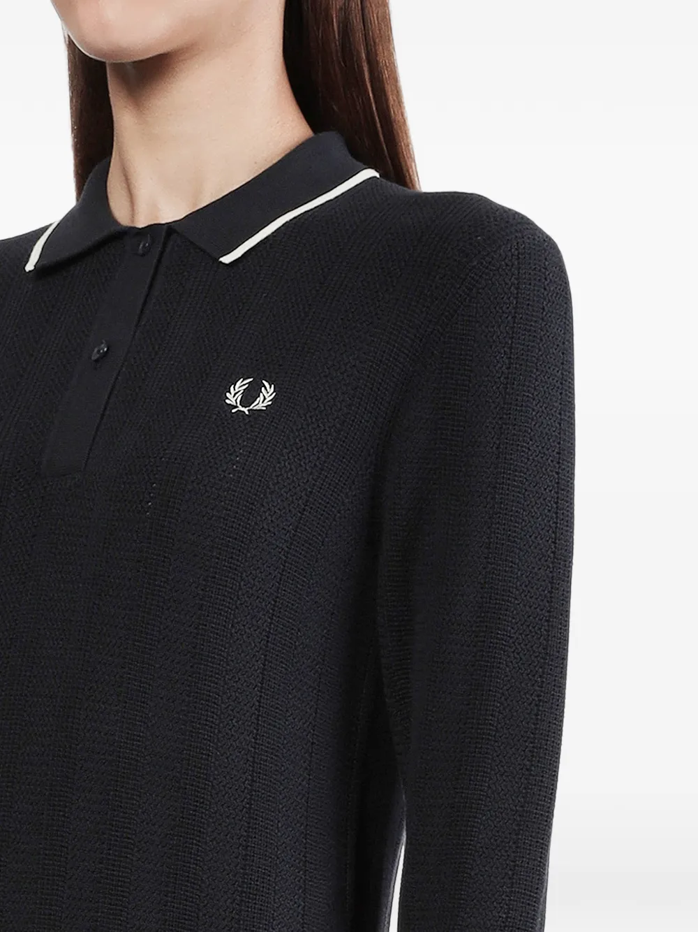 Fred Perry Gebreide polotop met lange mouwen en textuur Blauw