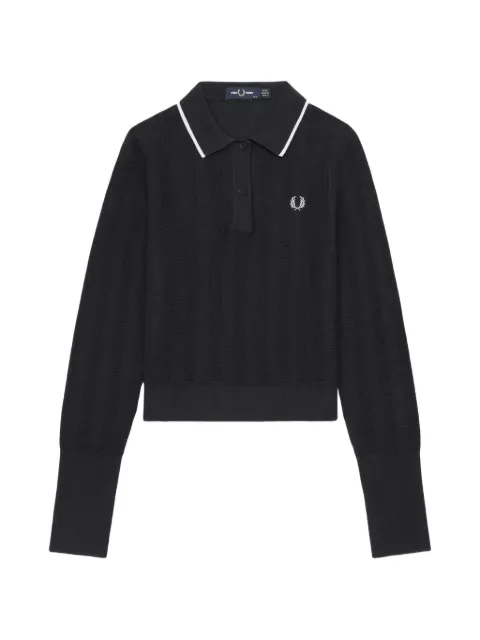 Fred Perry textured-knit long-sleeve polo top
