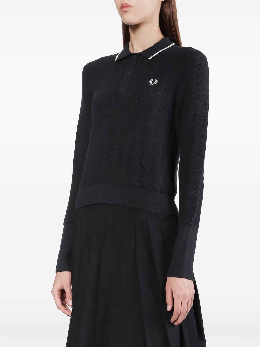 Fred Perry Gebreide polotop met lange mouwen en textuur Blauw