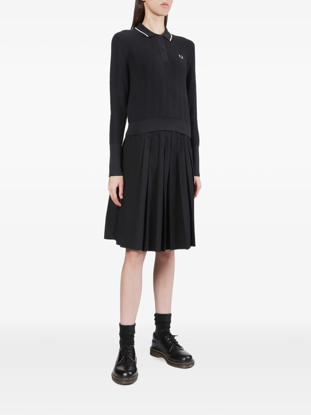 Fred Perry Gebreide polotop met lange mouwen en textuur Blauw
