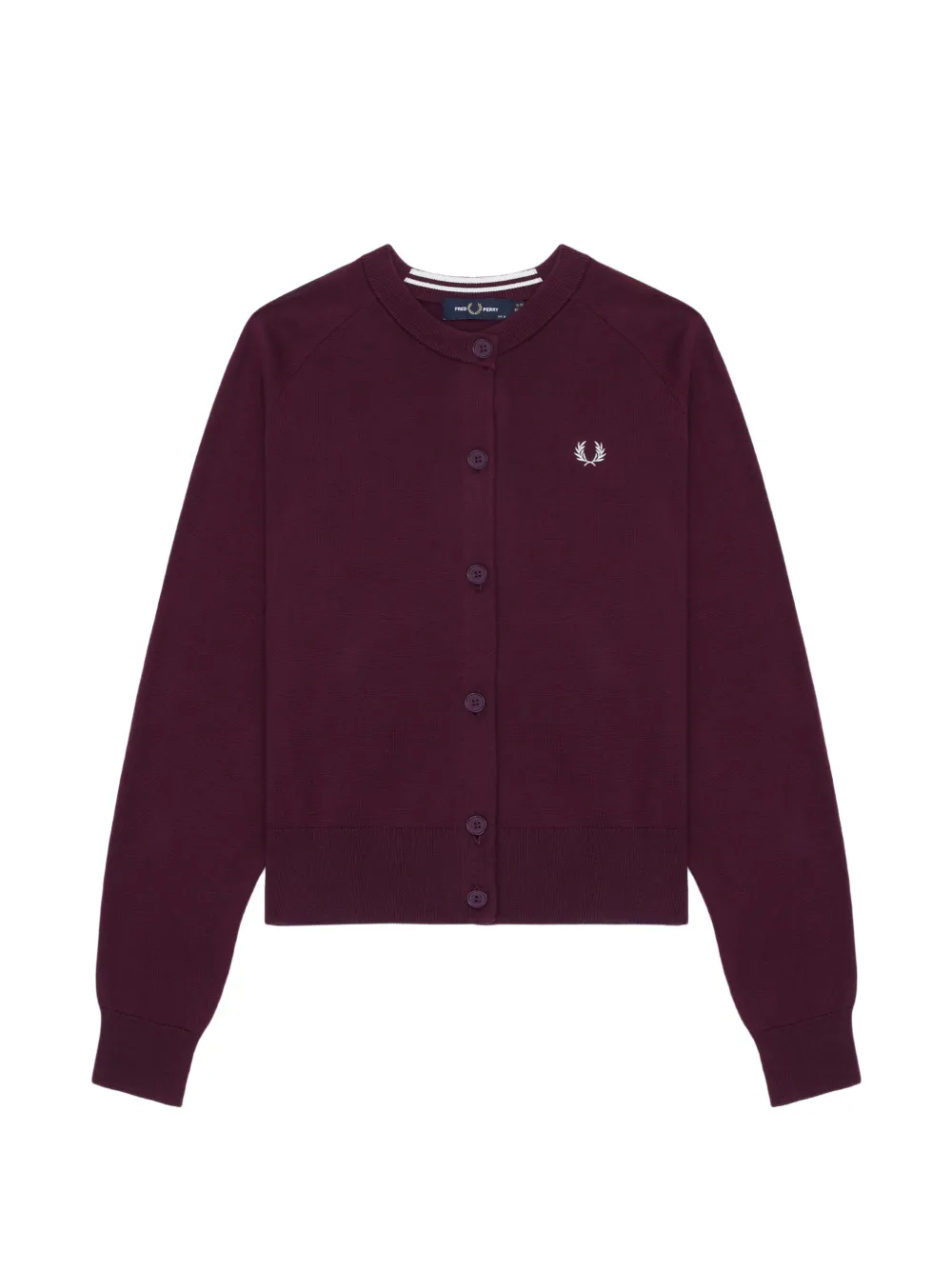 Fred Perry Embroidered-logo Raglan-sleeve Cardigan In Purple