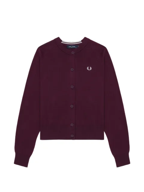 Fred Perry embroidered-logo raglan-sleeve cardigan