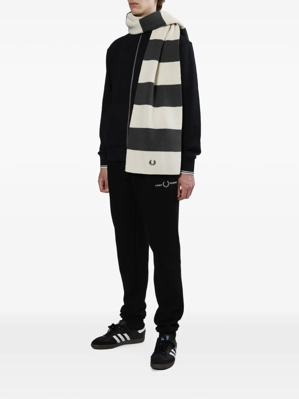 Fred Perry Ribgebreide sjaal Wit