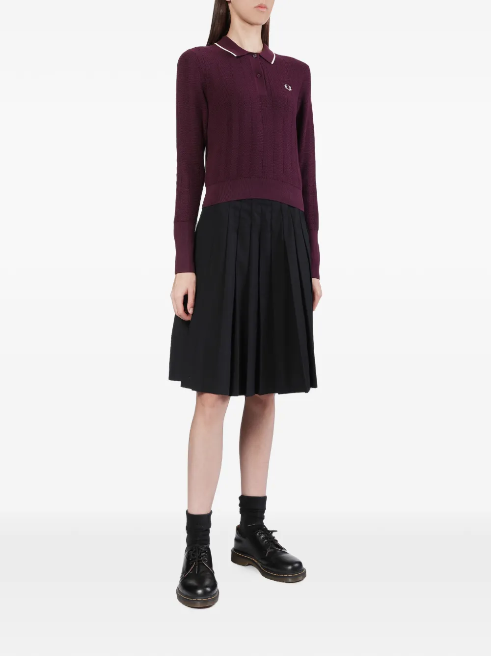 Fred Perry Wafelgebreide top met contrasterende afwerking Paars