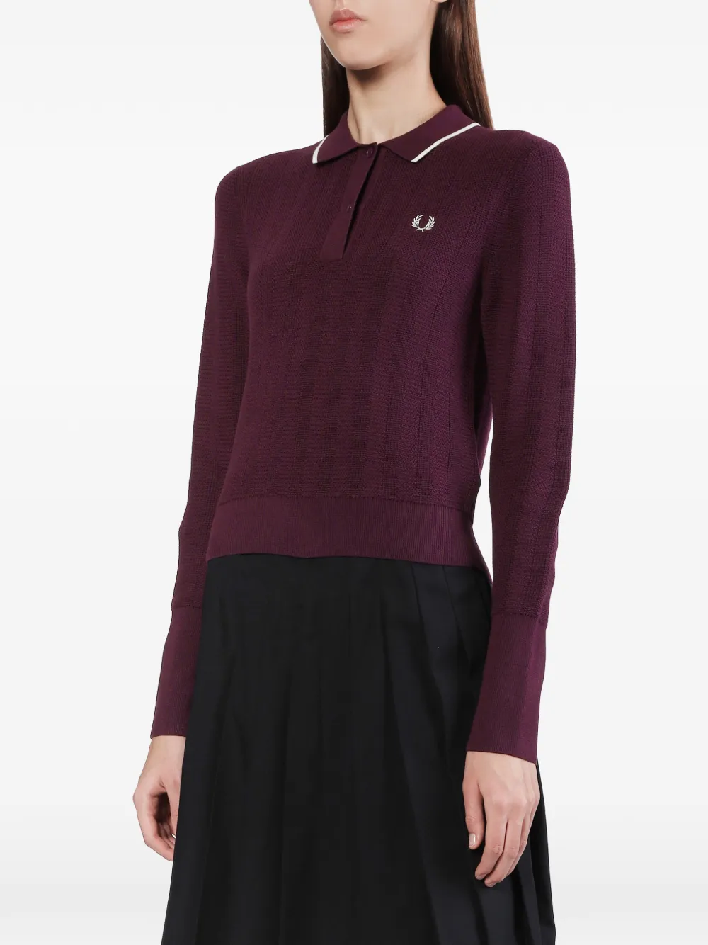 Fred Perry Wafelgebreide top met contrasterende afwerking Paars