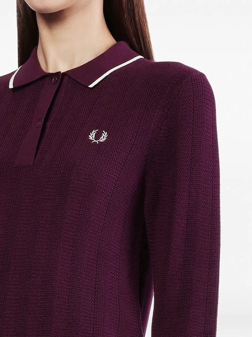 Fred Perry Wafelgebreide top met contrasterende afwerking Paars