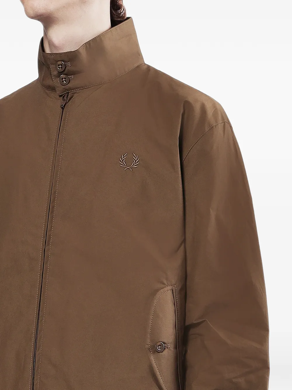 Fred Perry Harrington jack met geborduurd logo en rits Bruin