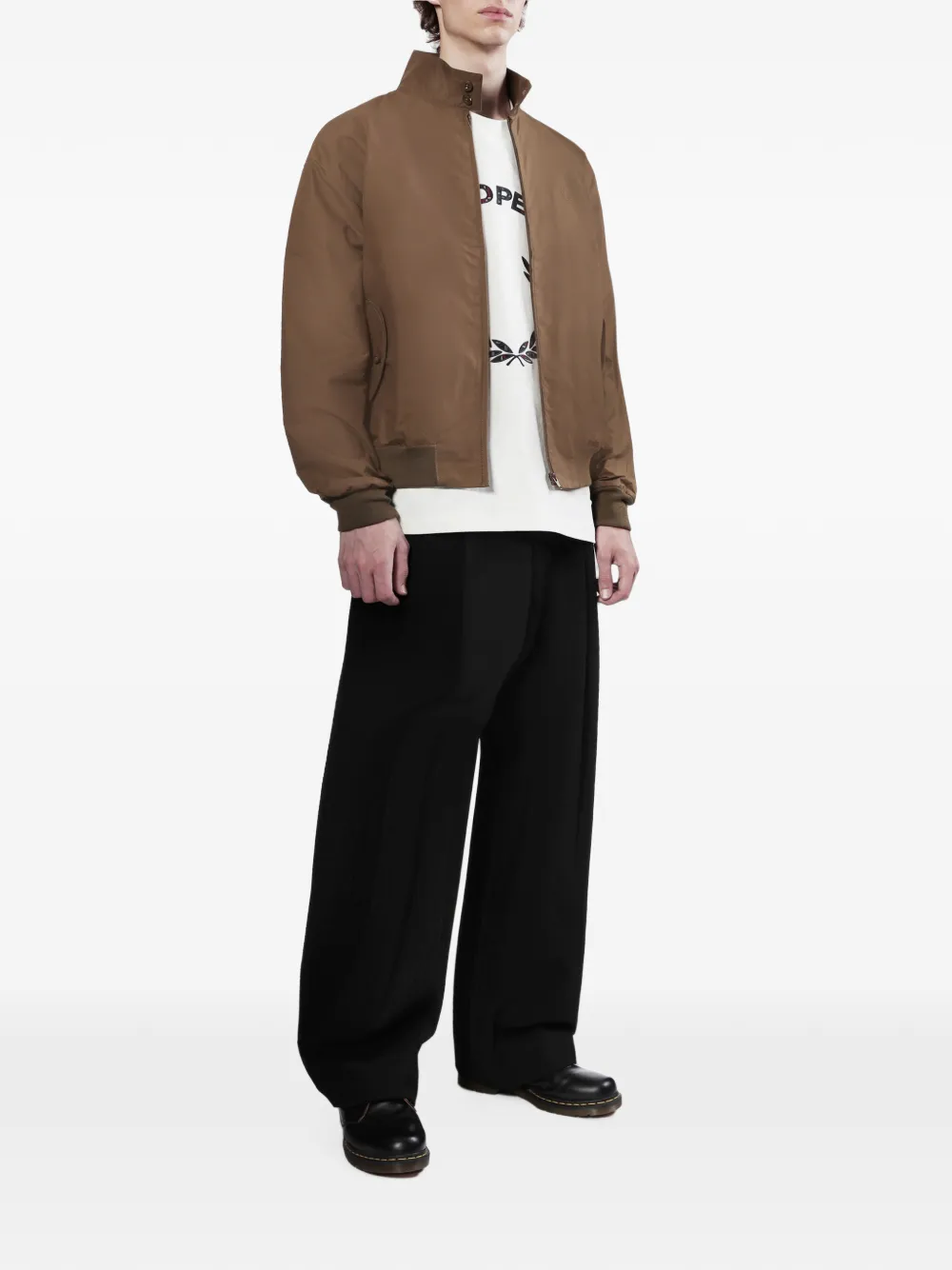 Fred Perry Harrington jack met geborduurd logo en rits Bruin