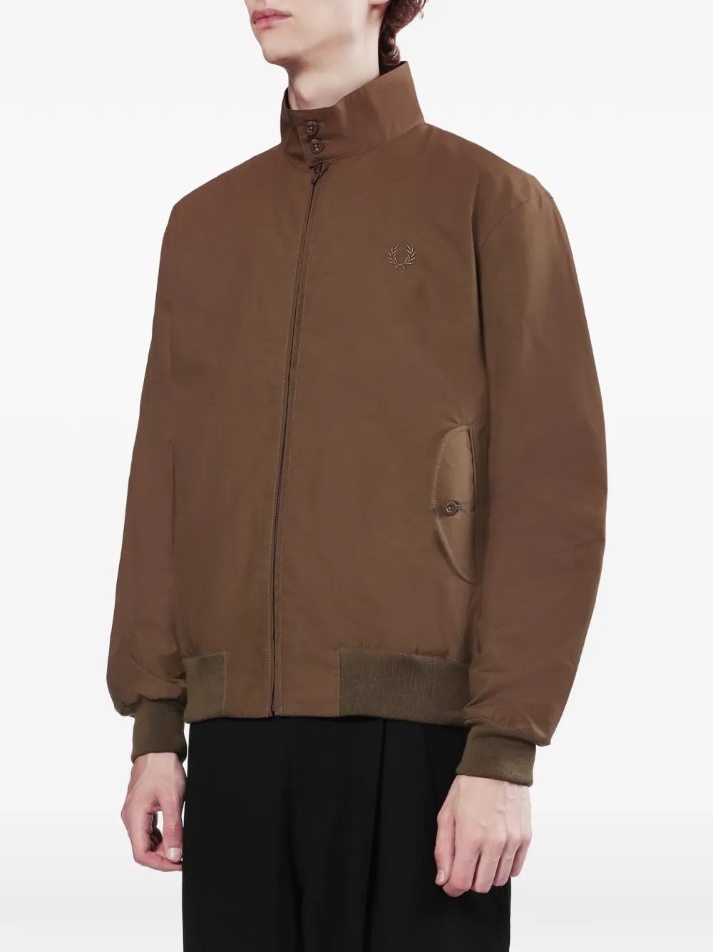 Fred Perry Harrington jack met geborduurd logo en rits Bruin