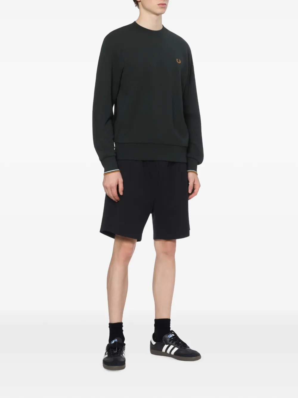 Fred Perry Sweater met geborduurd logo Zwart