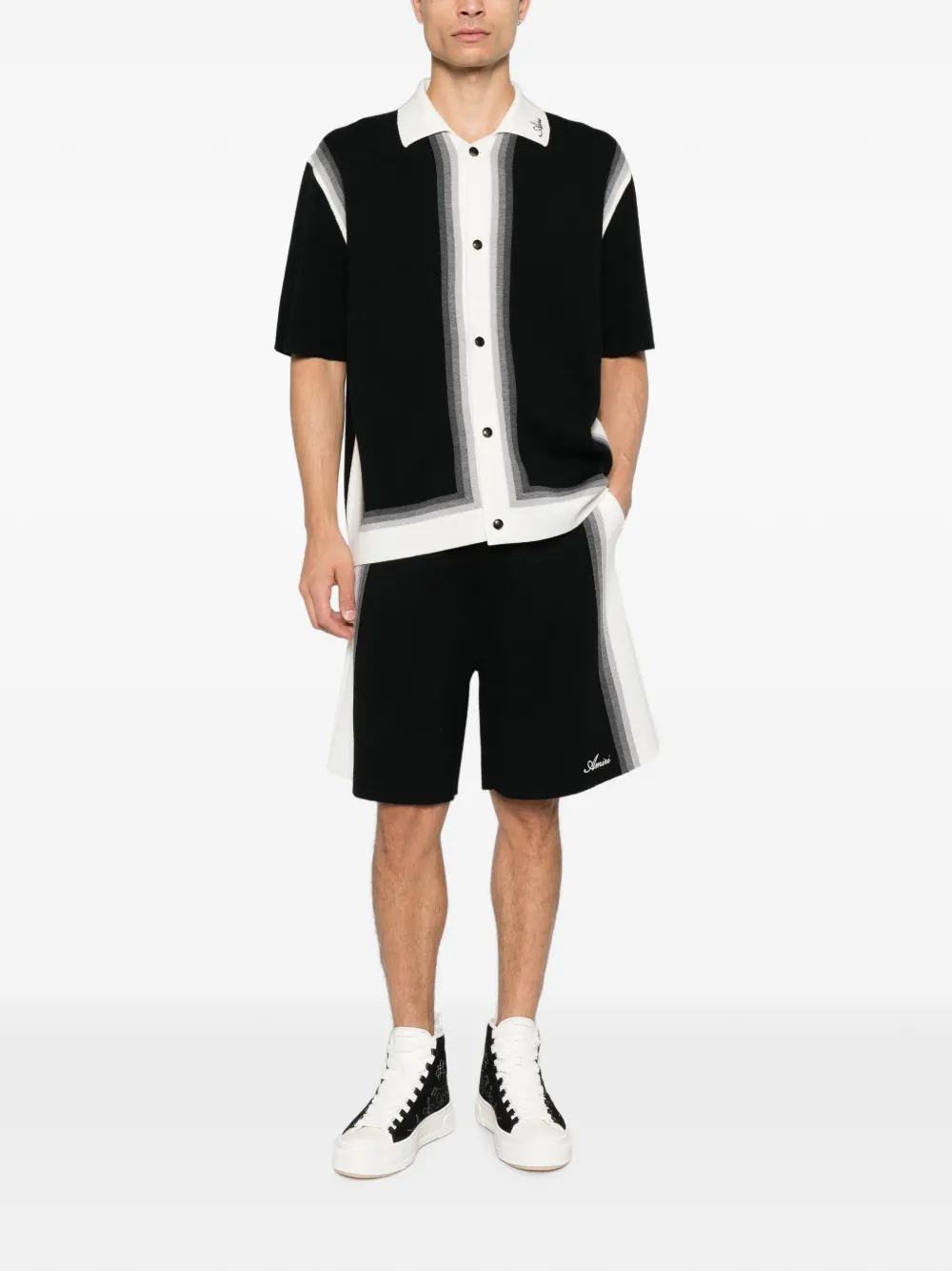 AMIRI gradient-stripe knitted shorts Zwart