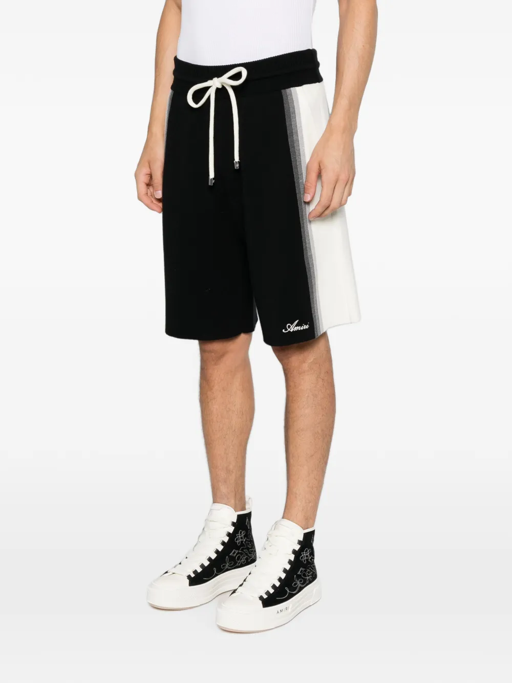 AMIRI gradient-stripe knitted shorts Zwart