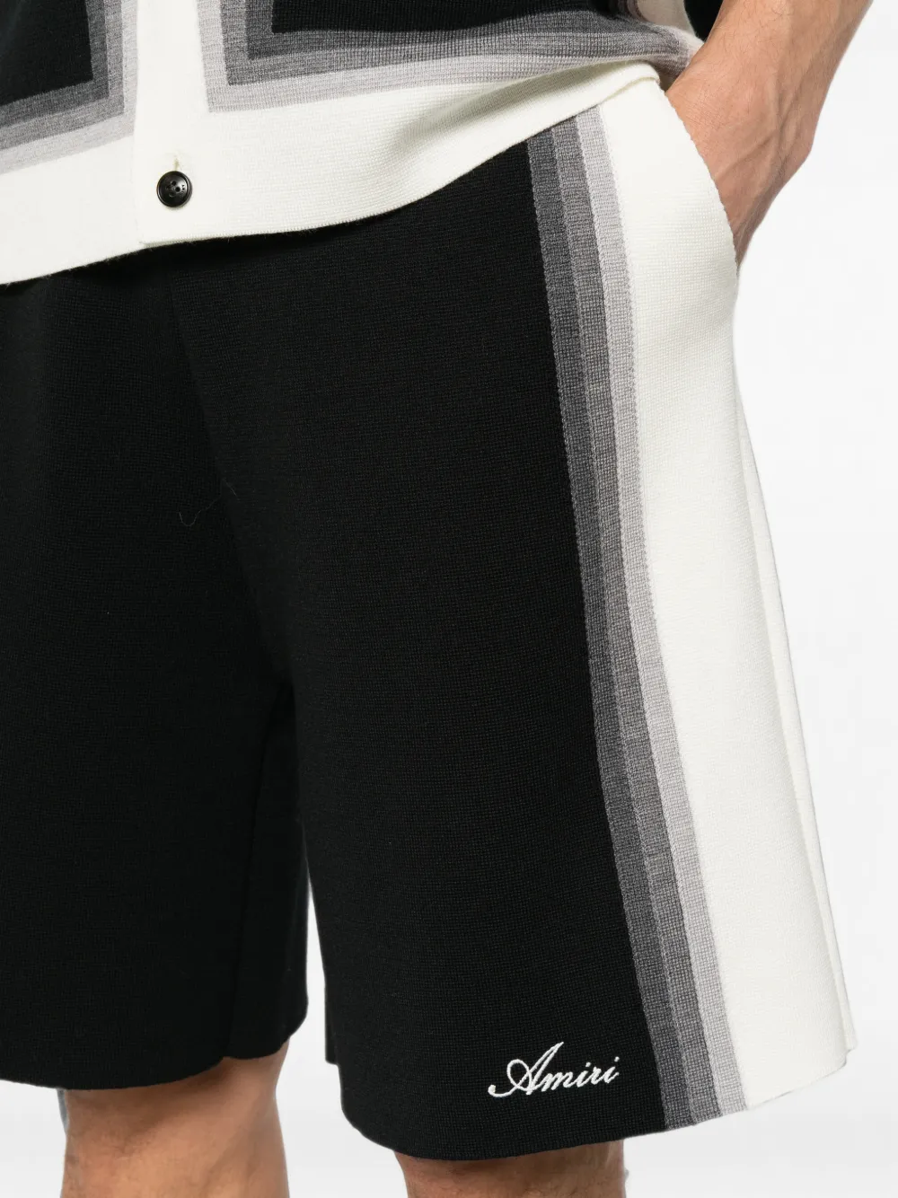 AMIRI gradient-stripe knitted shorts Zwart