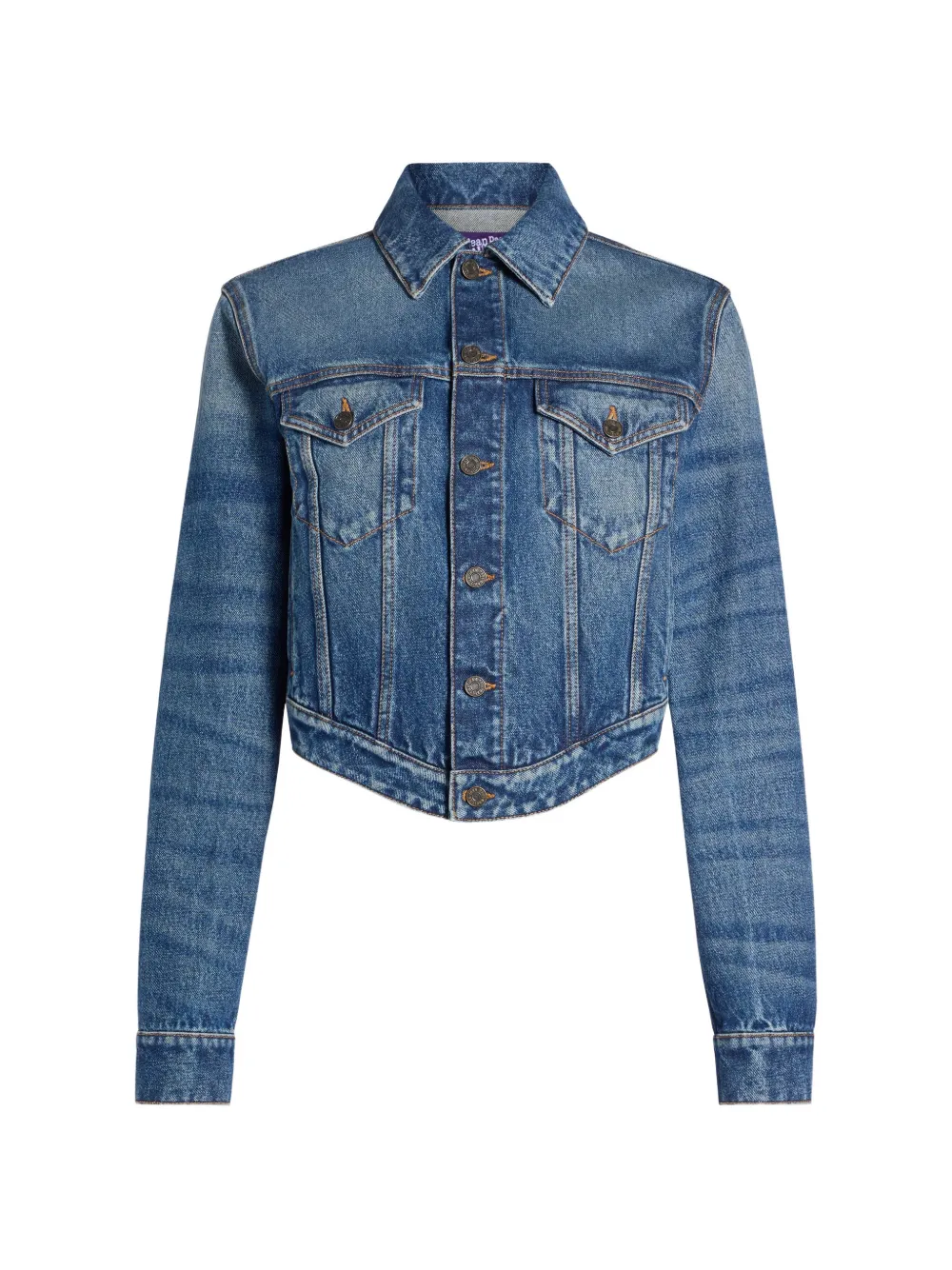 Jean Paul Gaultier logo-print wavy-waistband denim jacket