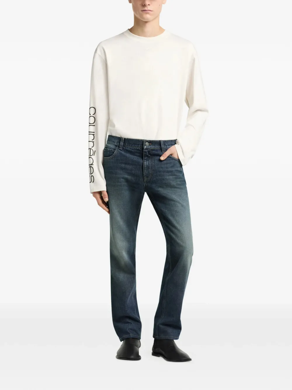 Courrèges T-shirt met logoprint Beige