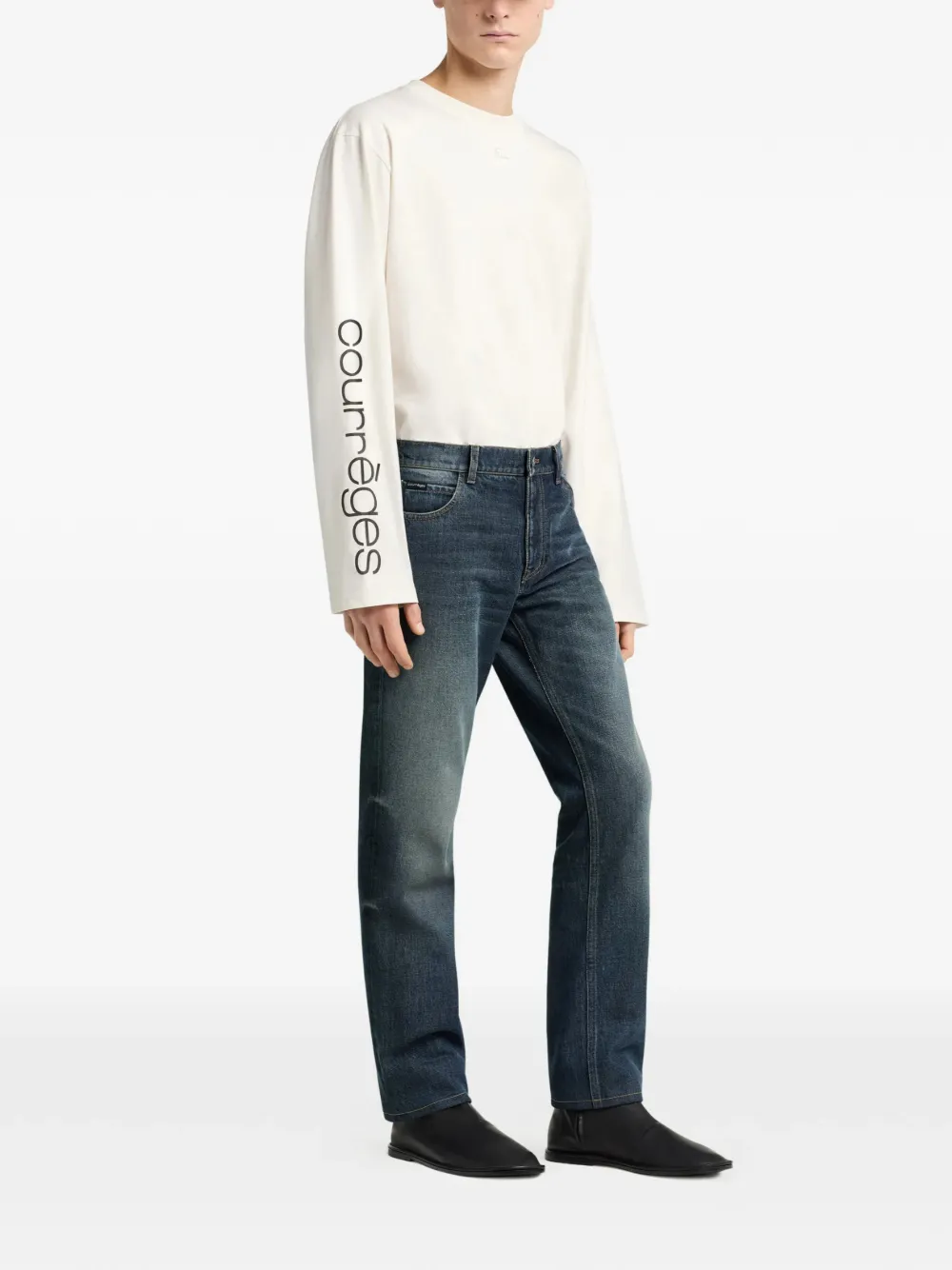 Courrèges T-shirt met logoprint Beige