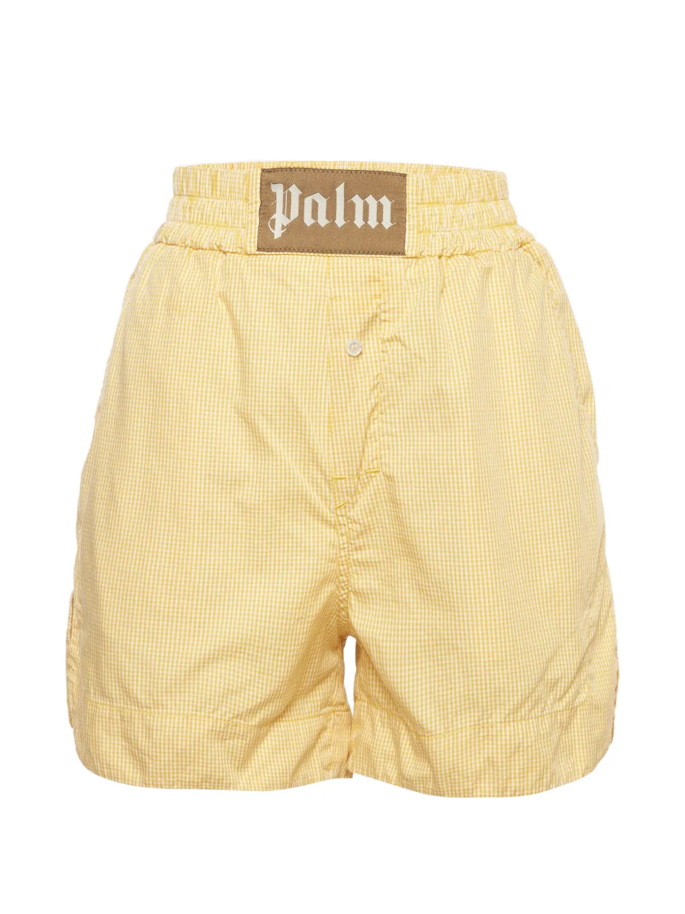 Palm Angels gingham logo-patch shorts - Giallo