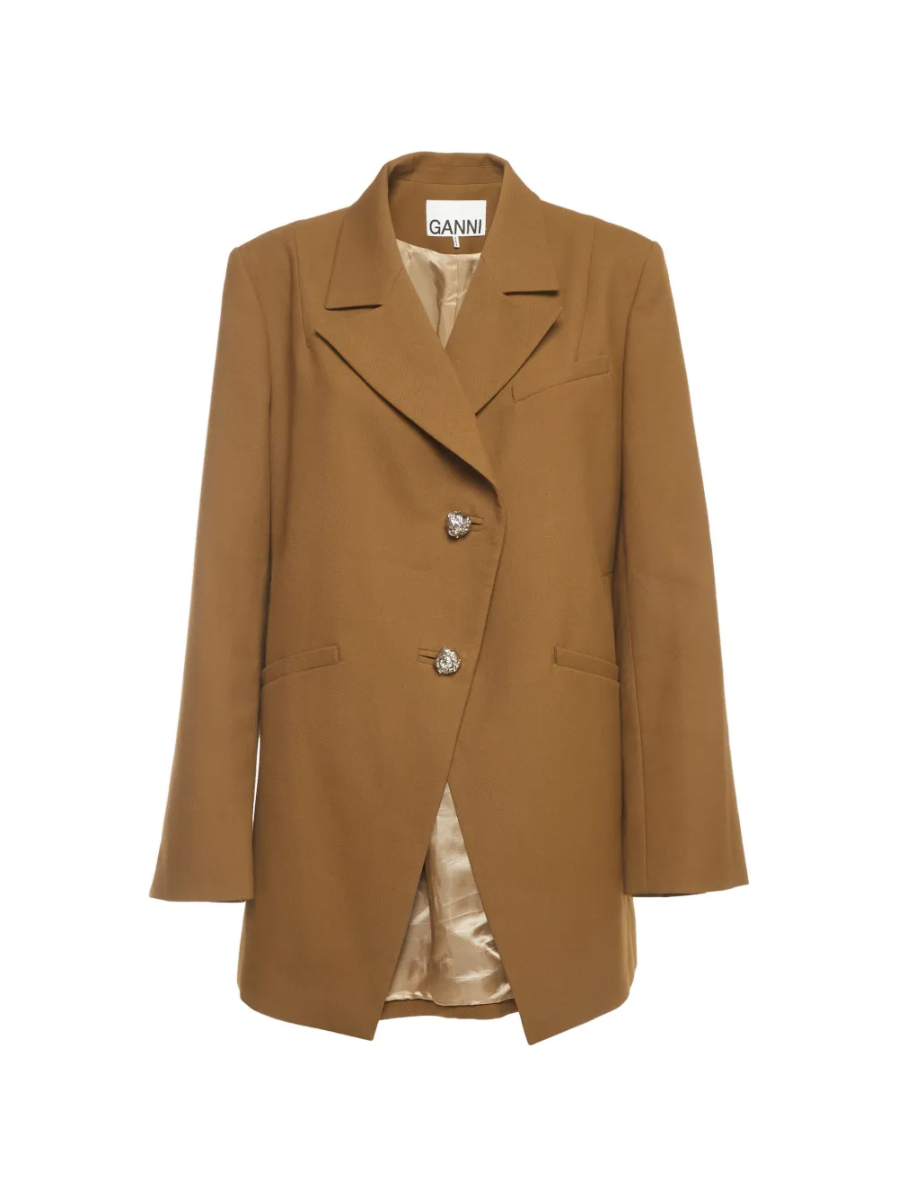 GANNI asymmetric single-breasted blazer - Marrone