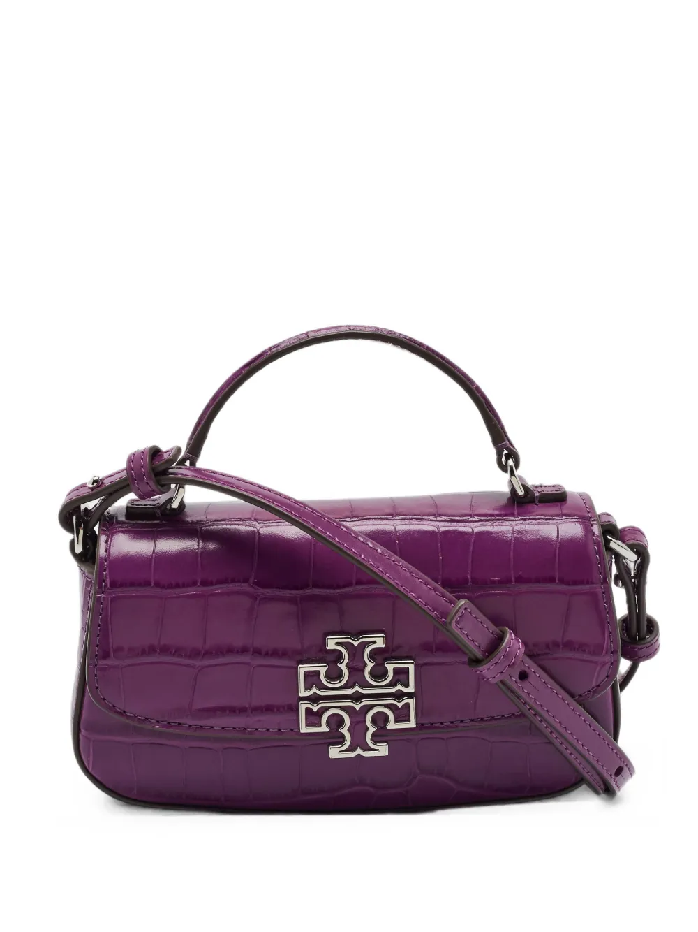 Tory Burch mini Britten crocodile-effect leather tote bag - Viola