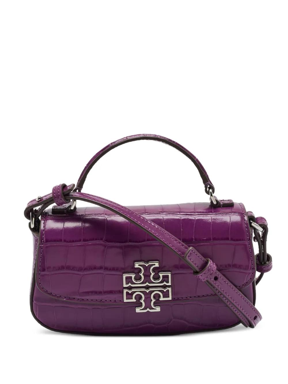 Tory Burch mini Britten crocodile-effect leather tote bag - Viola