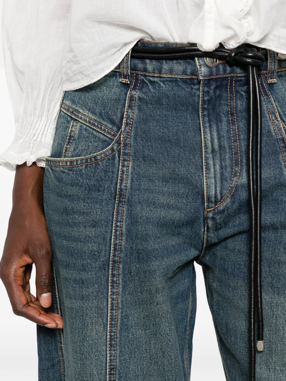 ISABEL MARANT Leja jeans met knoopmanchetten en naaddetail Blauw