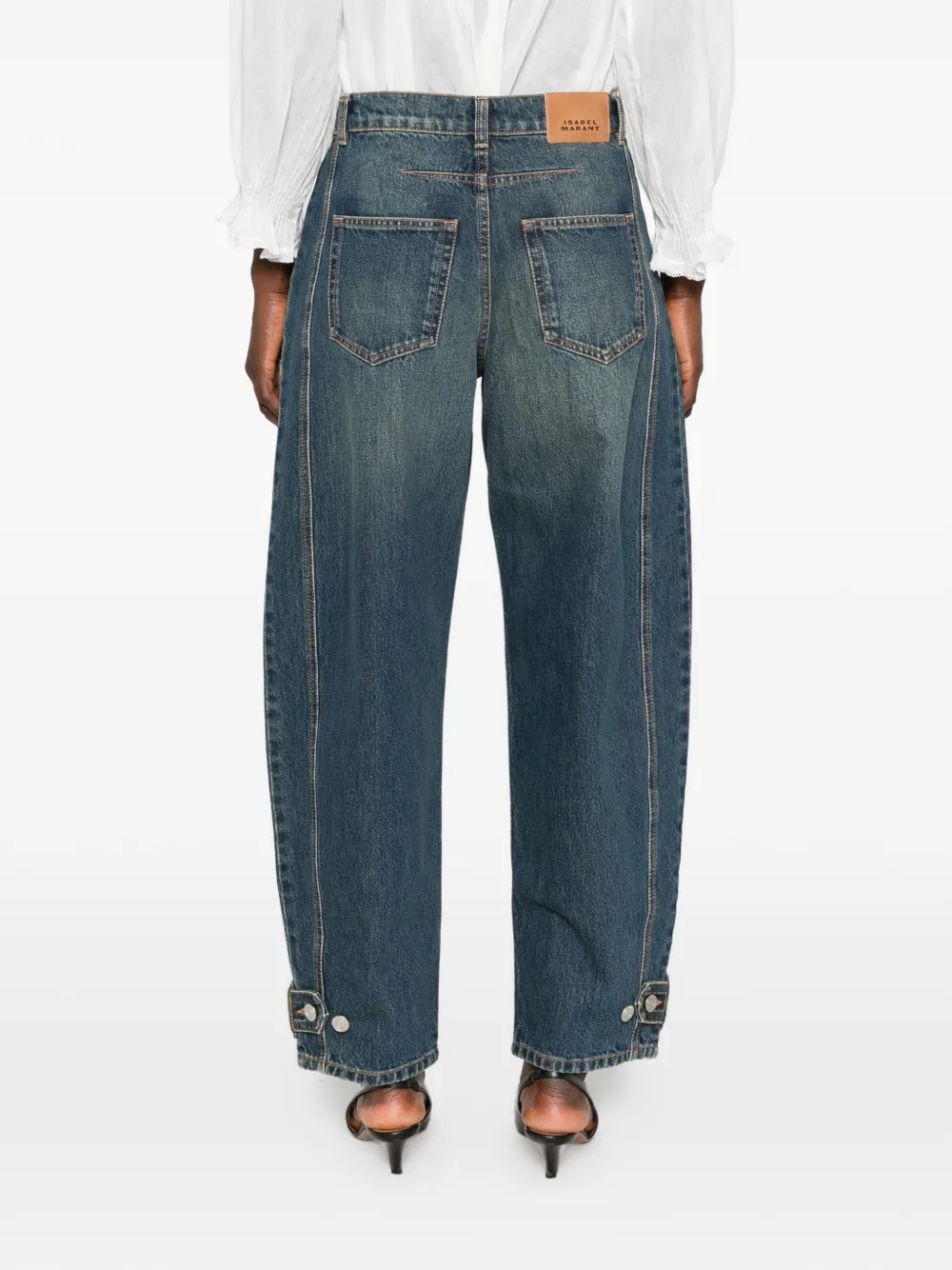 ISABEL MARANT Leja jeans met knoopmanchetten en naaddetail Blauw
