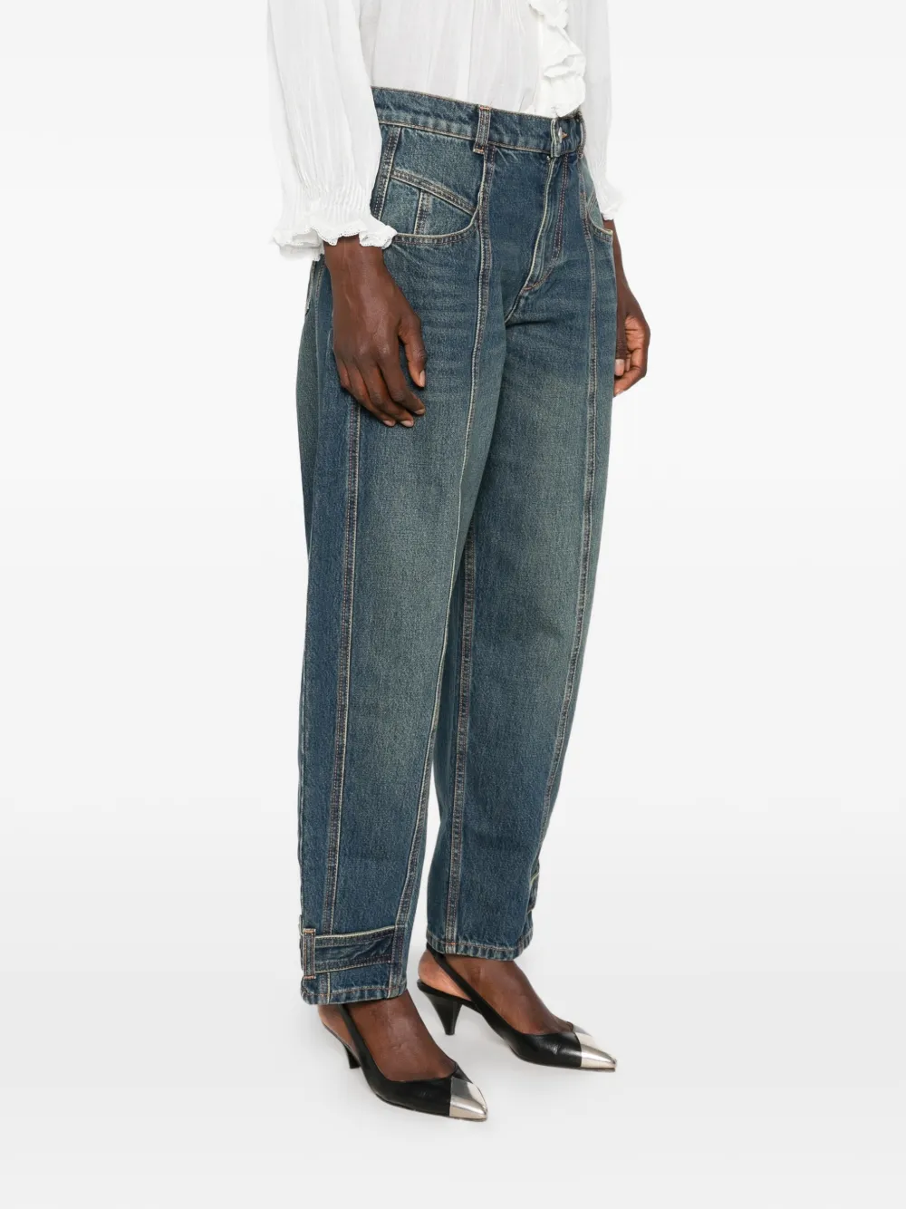 ISABEL MARANT Leja jeans met knoopmanchetten en naaddetail Blauw