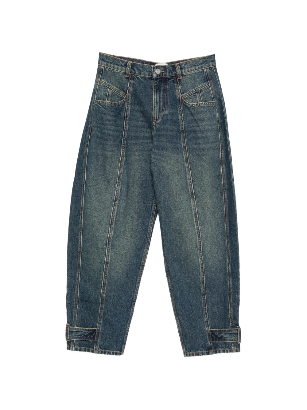ISABEL MARANT Leja jeans met knoopmanchetten en naaddetail Blauw