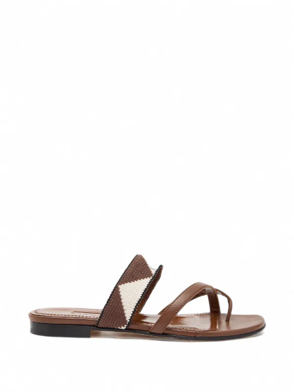 Manolo Blahnik Susastra Geometric-pattern Sandals in Brown
