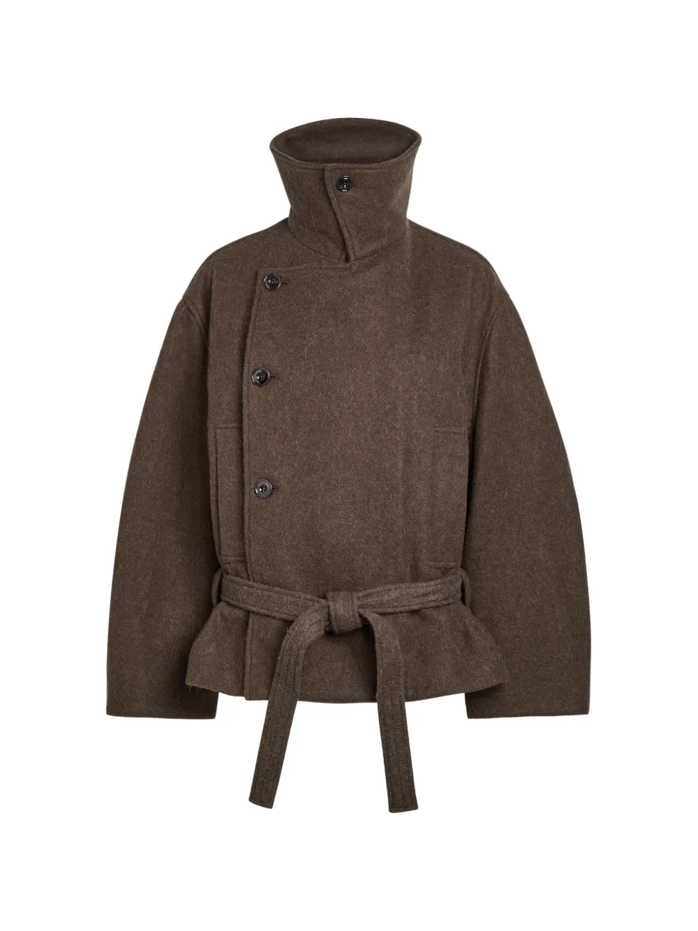 LEMAIRE short Wrap coat in felted wool and alpaca blend