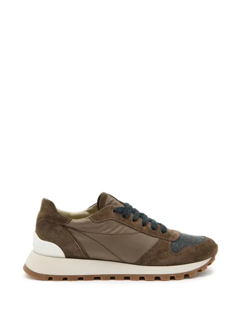Brunello Cucinelli baskets en daim à empiècements